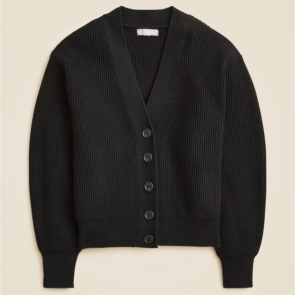 NWT J. Crew Women's Black Sculptural Ribbed Cardigan Sweater (XS)